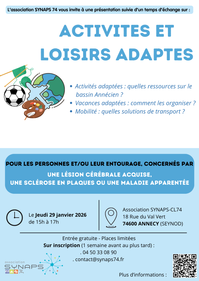 RDV SYNAPS, activités et loisirs Janv26